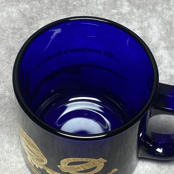 Vintage Boeing Cobalt Blue Glass Mug With Gold Trim - Picture 7 of 13